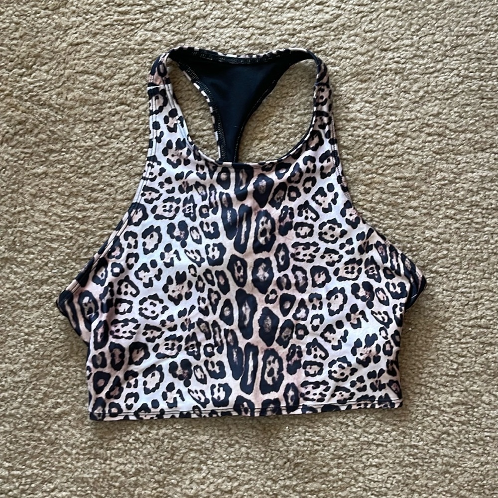 Cyclebar Animal Print Crop Top Sports Bra